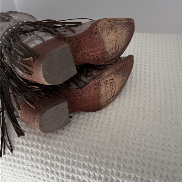 WOMENS J.B. Dillon leather fringe brown cowboy boots SZ 9 - Picture 7 of 8